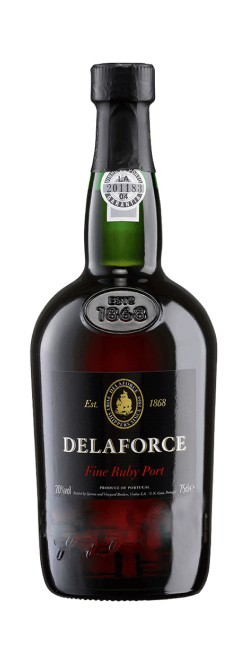 bottle of delaforce fine ruby port wine